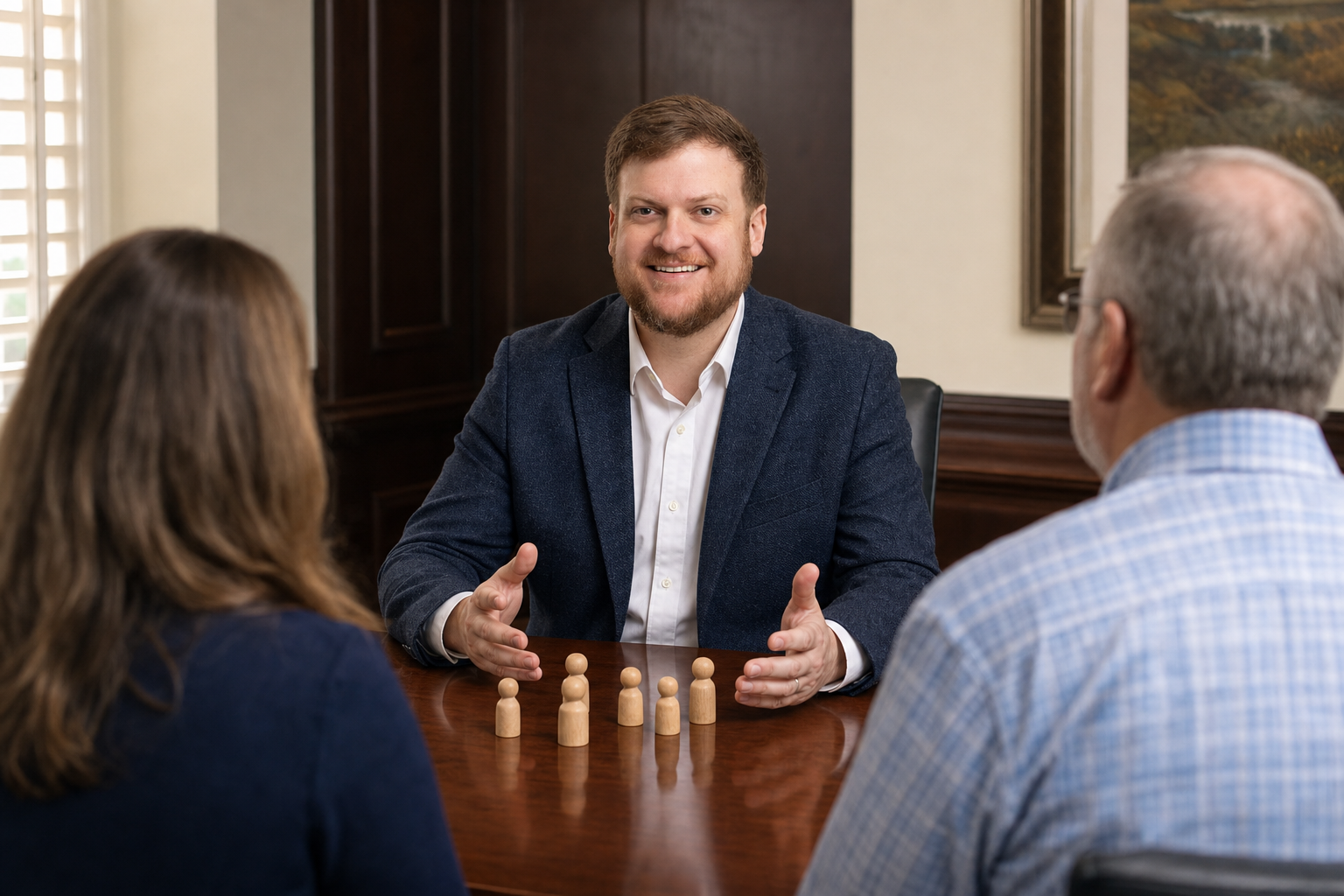 Louisiana attorney Morgan Field discusses retirement assets and family planning with an older couple