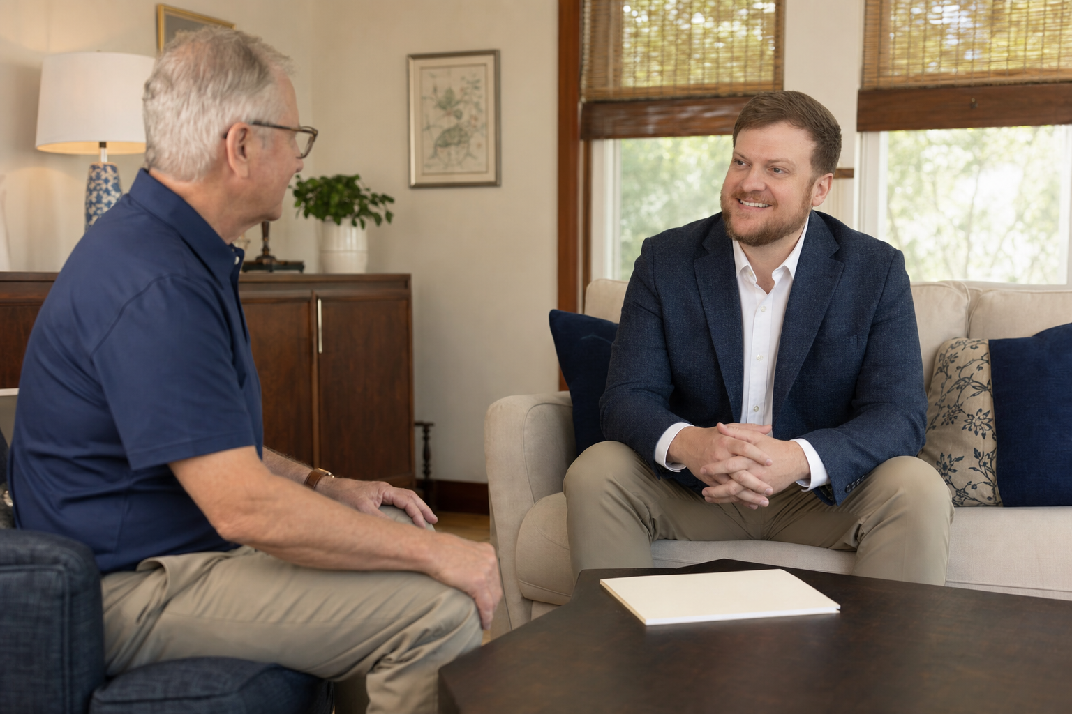 Denham Springs elder law attorney meeting with an older Livingston Parish client