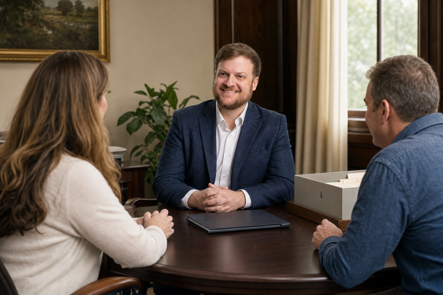 Louisiana small business planning attorney meets with a family about transferring a family business