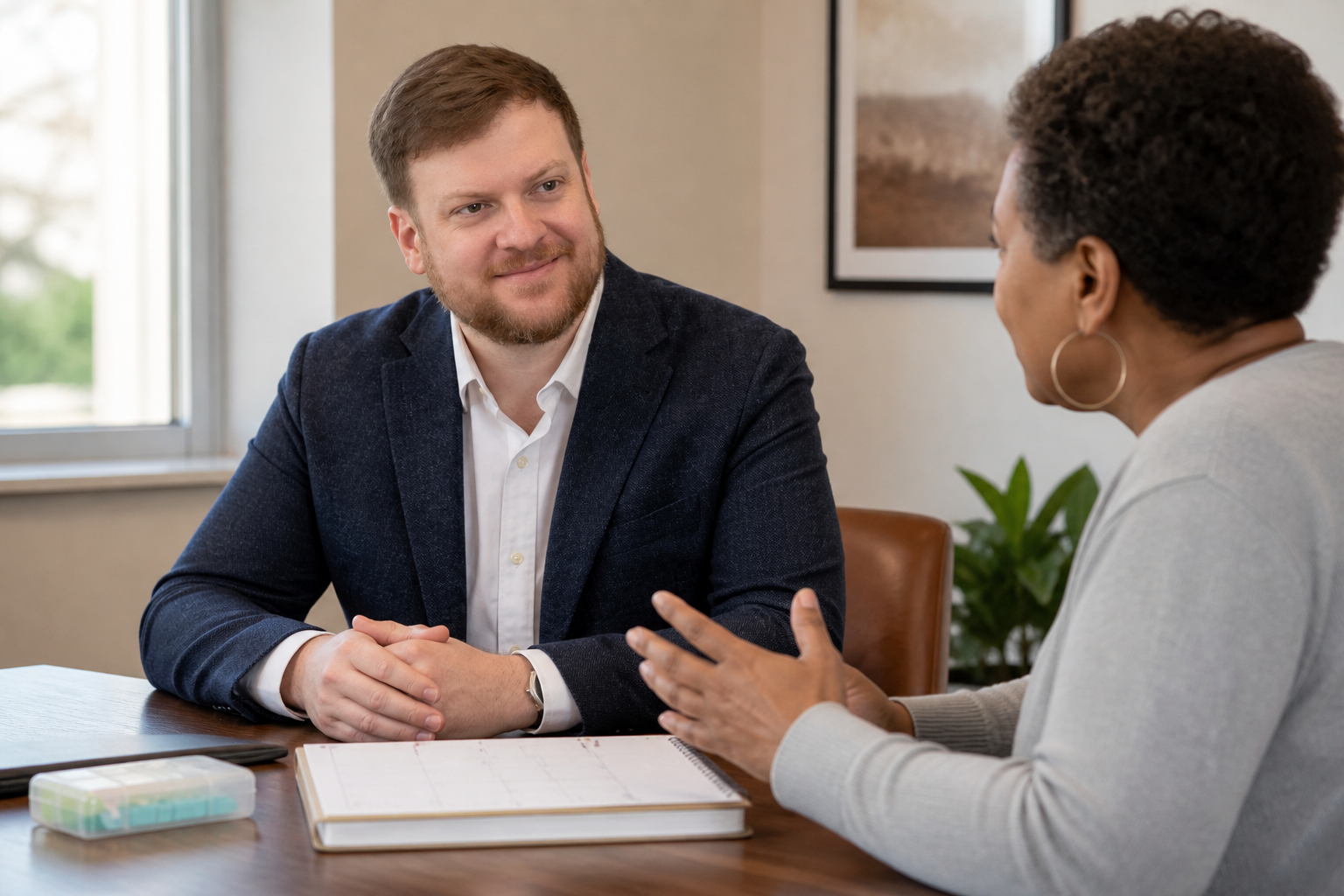 Louisiana interdiction lawyer meeting with a family caregiver