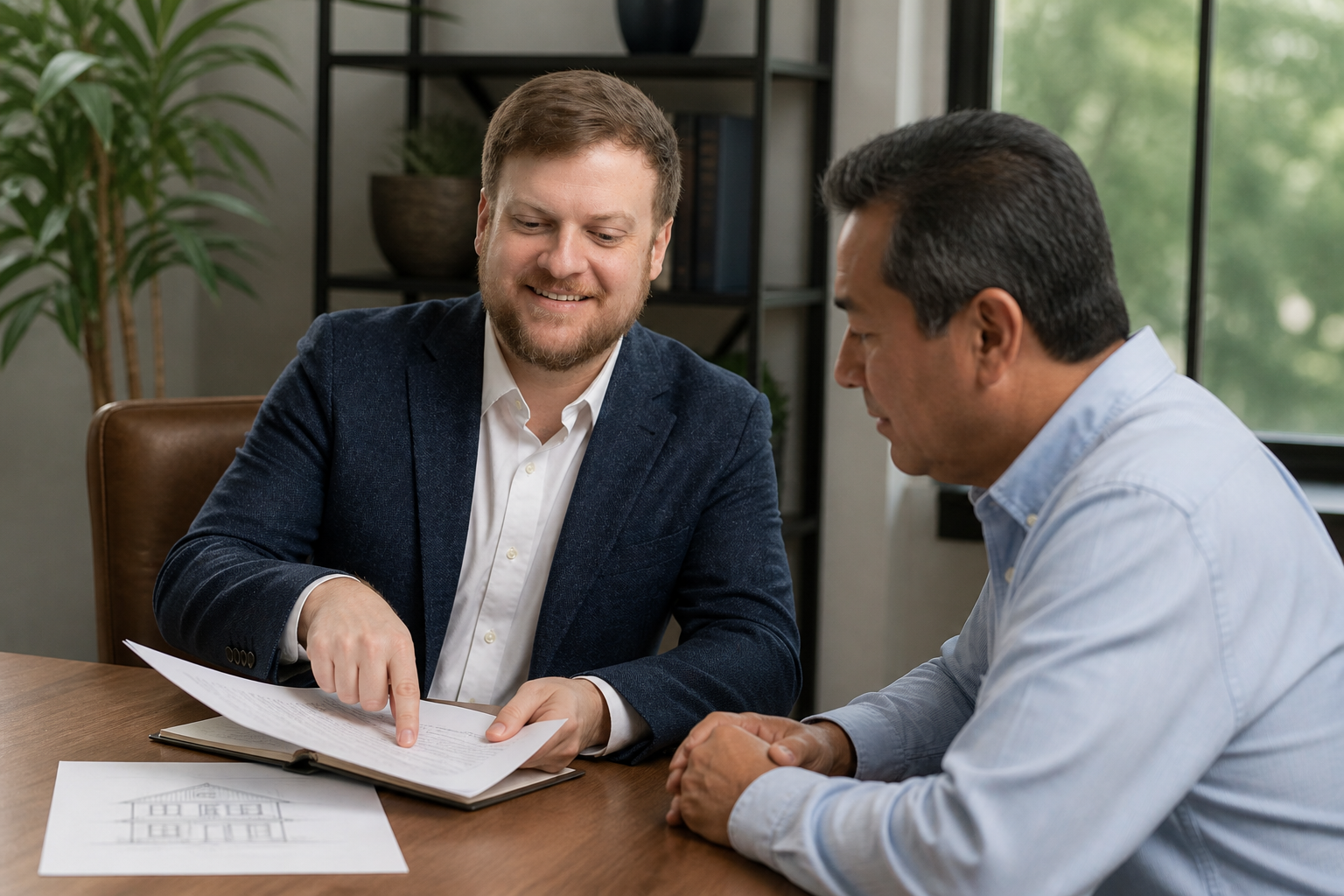 Louisiana inherited-property succession lawyer reviewing a deed with a homeowner